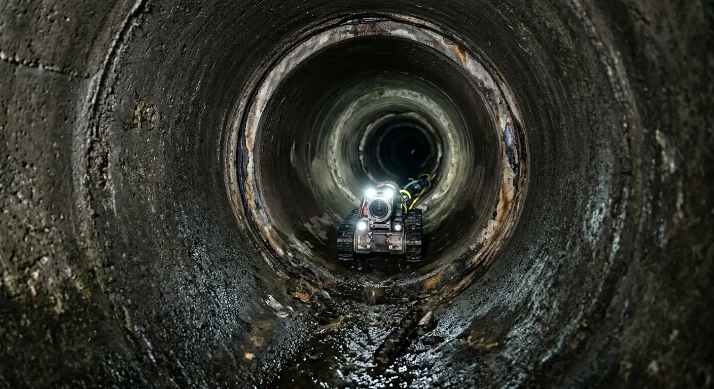 Robotic sewer camera inspecting pipe interior for Drain Snake Service in Anderson